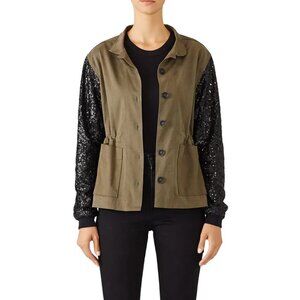 JET John Eshaya Sequin Sleeves Jacket S,  Army Green  Olive